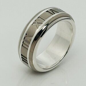 Size 13 RARE Tiffany Atlas Ring in Silver and Titanium Mens Unisex